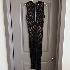 NBD Black Sheer Geometric Dress